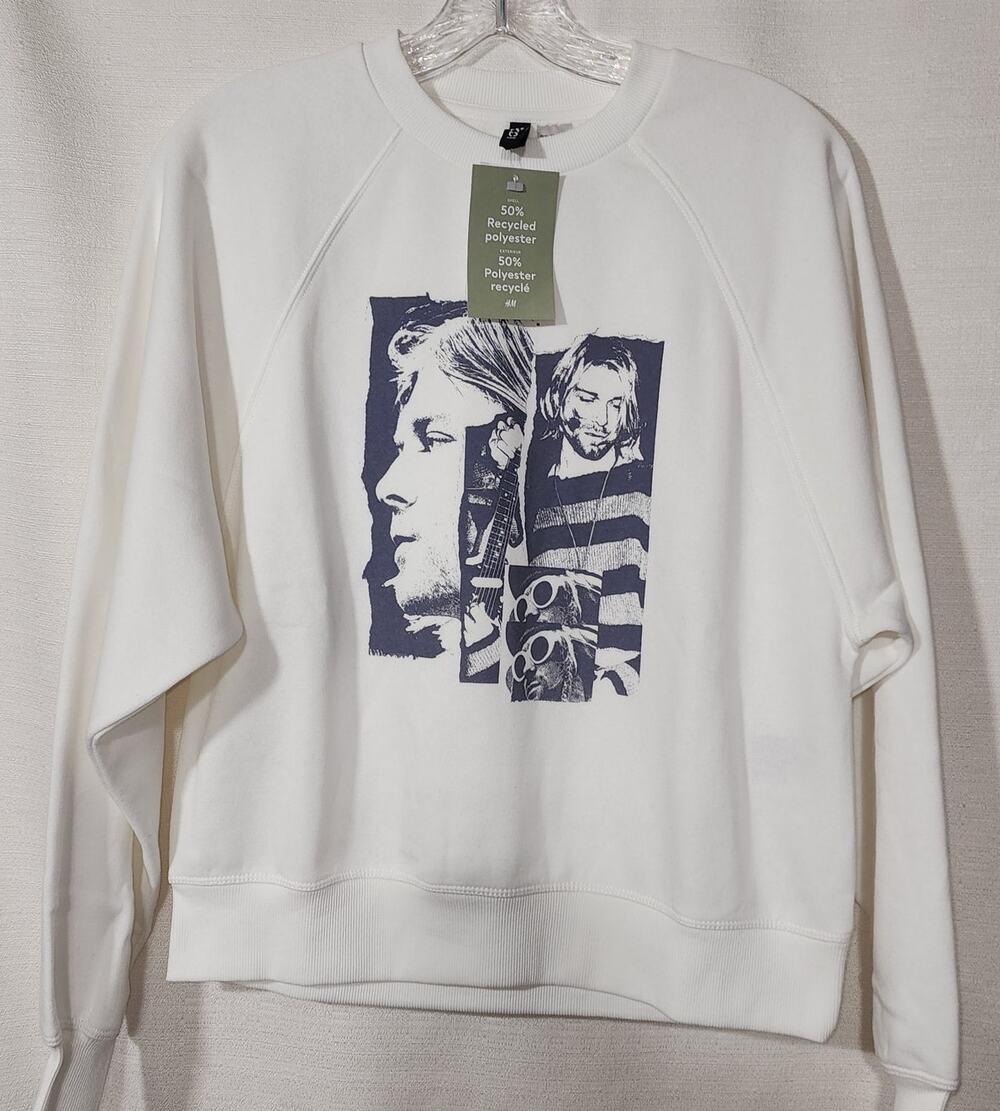 Kurt Cobain white sweatshirt women's XS